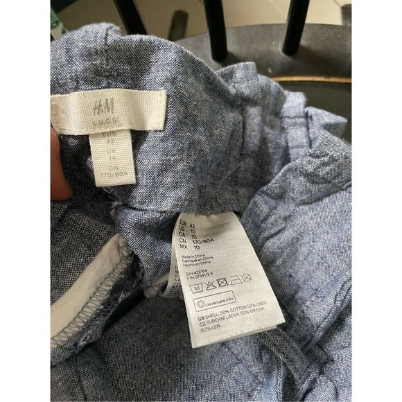 H&M chambray blue linen pants 10 - Picture 3 of 3
